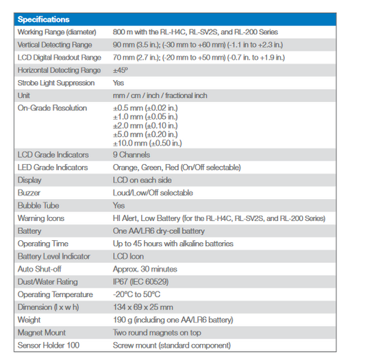 Topcon LS-100D Receiver W/O Holder